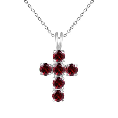 Swiss Blue Topaz Cross Pendant Necklace - 925 Sterling Silver