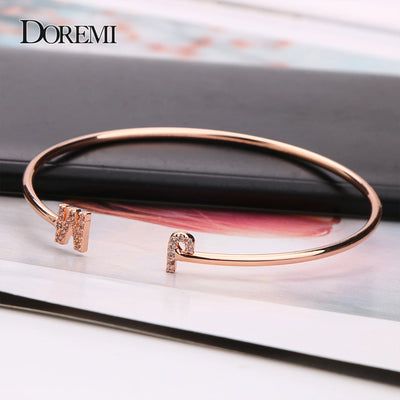 DOREMI Custom Initial Bracelet - Baby & Adult Sizes, Zirconia Pave