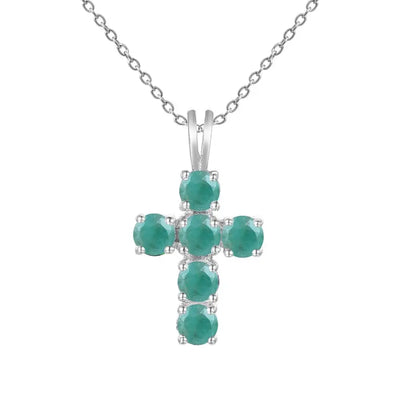 Swiss Blue Topaz Cross Pendant Necklace - 925 Sterling Silver