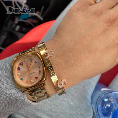 DOREMI Custom Initial Bracelet - Baby & Adult Sizes, Zirconia Pave
