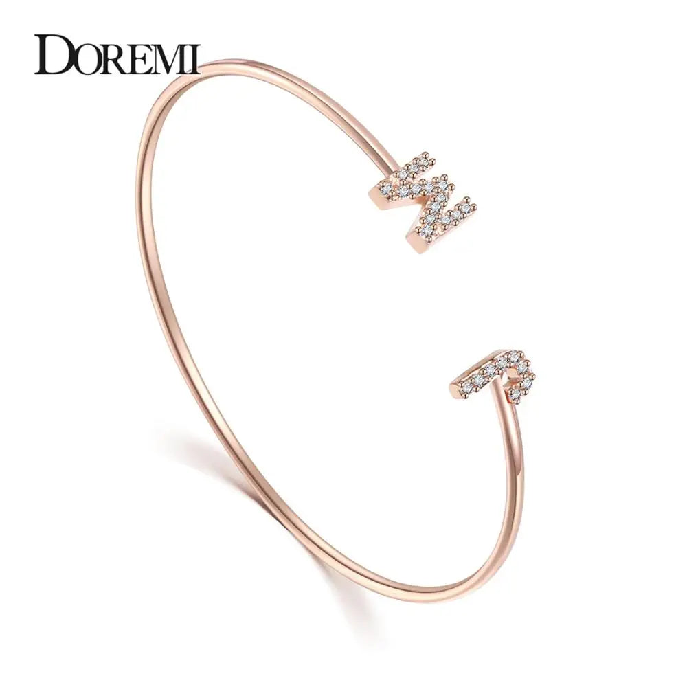 DOREMI Custom Initial Bracelet - Baby & Adult Sizes, Zirconia Pave