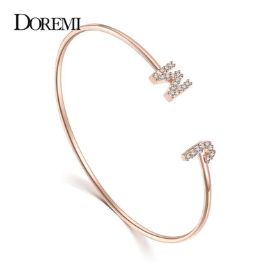 DOREMI Custom Initial Bracelet - Baby & Adult Sizes, Zirconia Pave