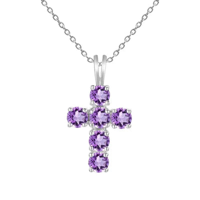 Swiss Blue Topaz Cross Pendant Necklace - 925 Sterling Silver