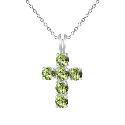 Swiss Blue Topaz Cross Pendant Necklace - 925 Sterling Silver