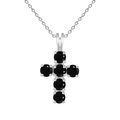 Swiss Blue Topaz Cross Pendant Necklace - 925 Sterling Silver