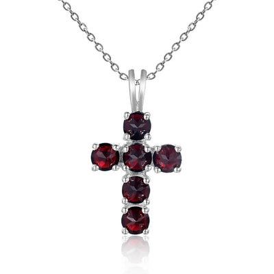 Swiss Blue Topaz Cross Pendant Necklace - 925 Sterling Silver