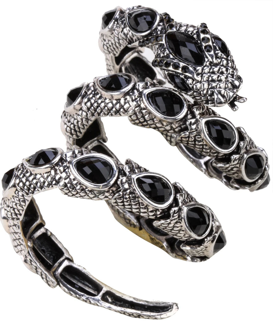Snake Arm Cuff Bracelet - Stretch, Punk Rock Crystal Bangle
