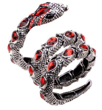 Snake Arm Cuff Bracelet - Stretch, Punk Rock Crystal Bangle