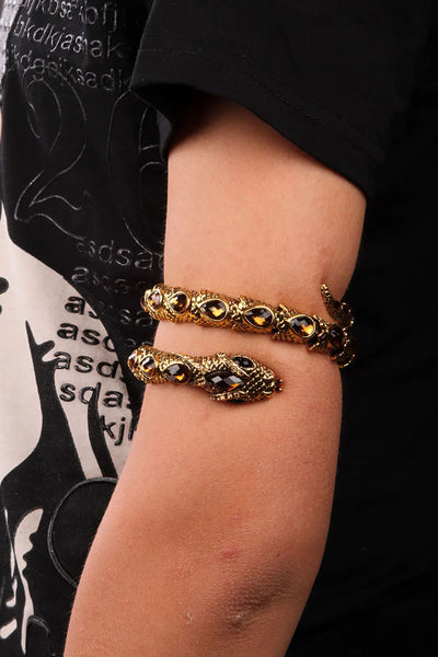 Snake Arm Cuff Bracelet - Stretch, Punk Rock Crystal Bangle