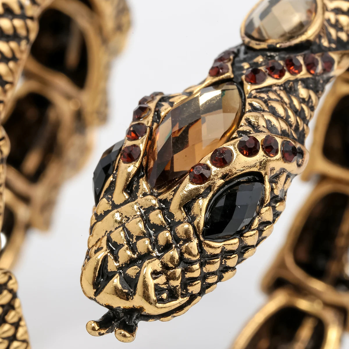Snake Arm Cuff Bracelet - Stretch, Punk Rock Crystal Bangle