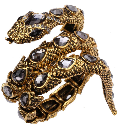 Snake Arm Cuff Bracelet - Stretch, Punk Rock Crystal Bangle