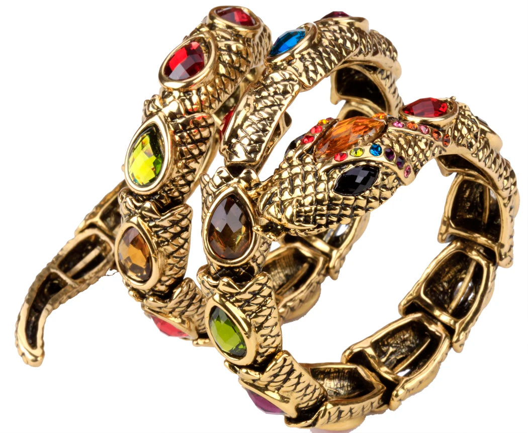 Snake Arm Cuff Bracelet - Stretch, Punk Rock Crystal Bangle