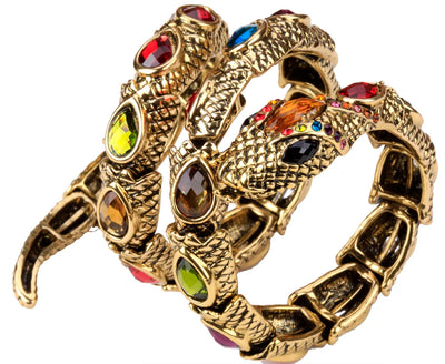 Snake Arm Cuff Bracelet - Stretch, Punk Rock Crystal Bangle