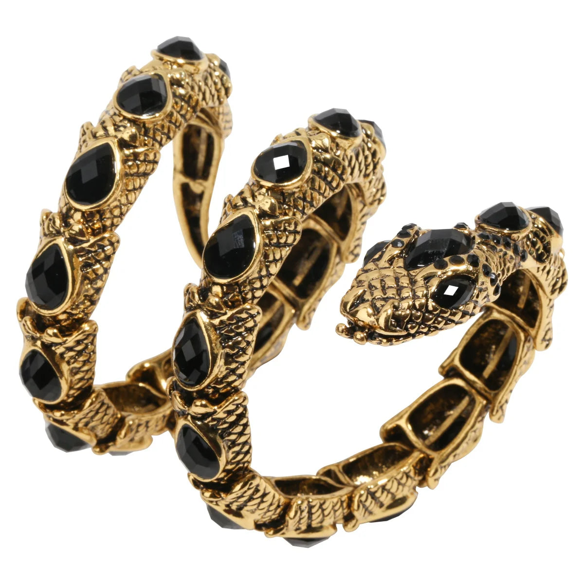 Snake Arm Cuff Bracelet - Stretch, Punk Rock Crystal Bangle