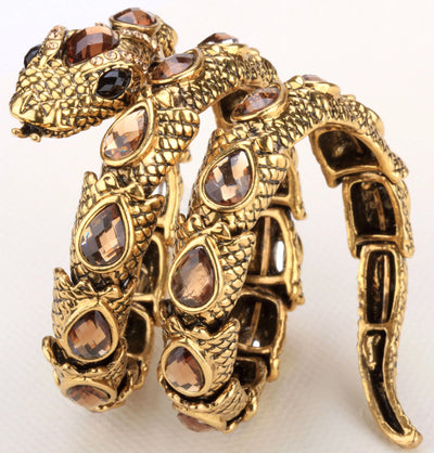 Snake Arm Cuff Bracelet - Stretch, Punk Rock Crystal Bangle