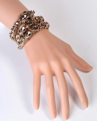 Snake Arm Cuff Bracelet - Stretch, Punk Rock Crystal Bangle