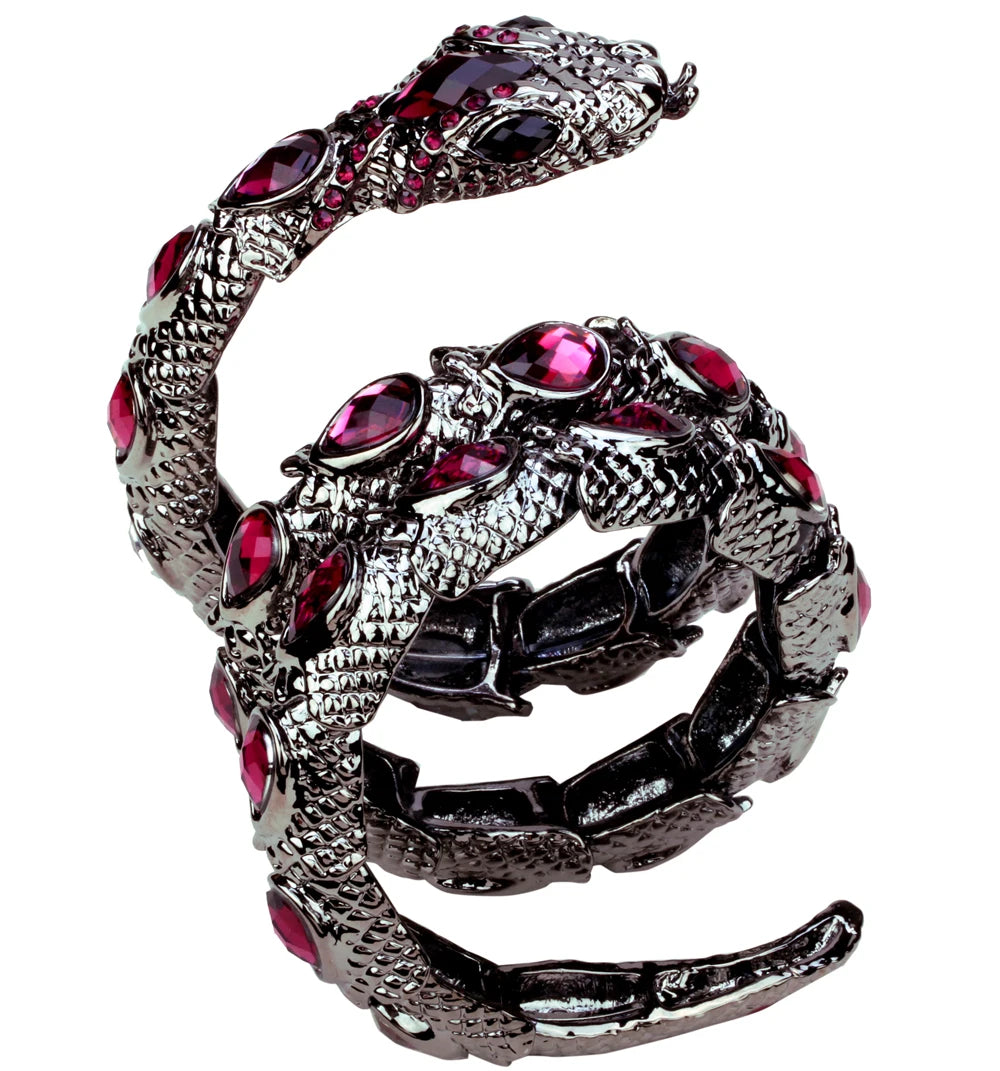 Snake Arm Cuff Bracelet - Stretch, Punk Rock Crystal Bangle