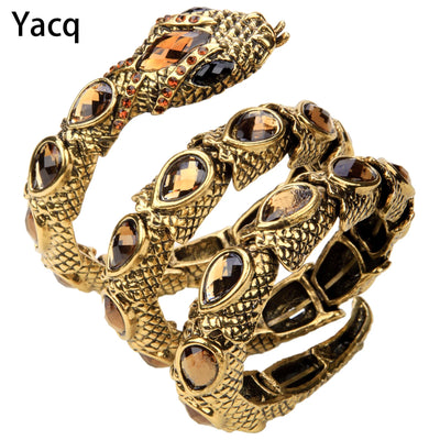 Snake Arm Cuff Bracelet - Stretch, Punk Rock Crystal Bangle
