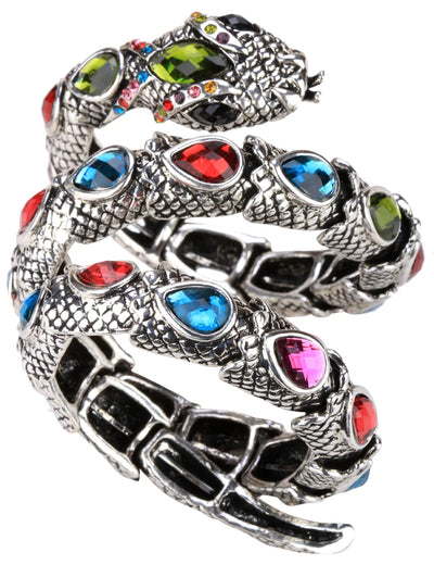 Snake Arm Cuff Bracelet - Stretch, Punk Rock Crystal Bangle
