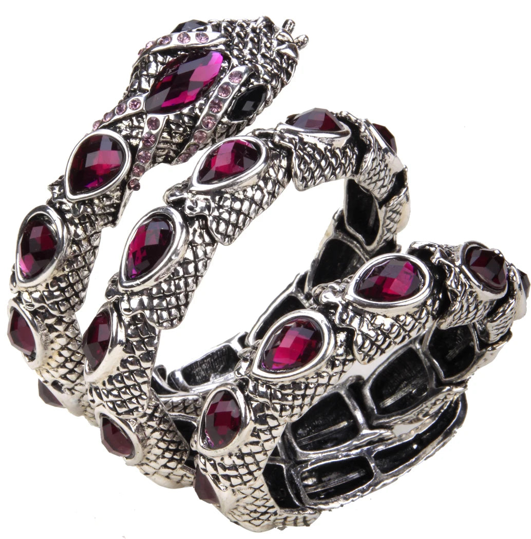 Snake Arm Cuff Bracelet - Stretch, Punk Rock Crystal Bangle
