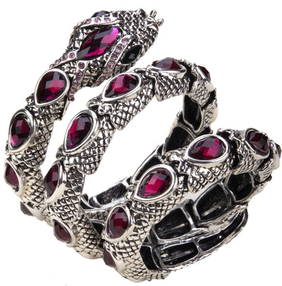 Snake Arm Cuff Bracelet - Stretch, Punk Rock Crystal Bangle