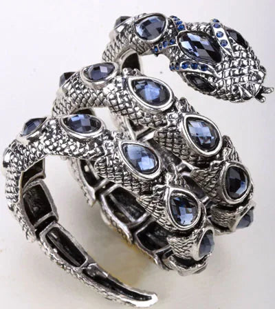 Snake Arm Cuff Bracelet - Stretch, Punk Rock Crystal Bangle