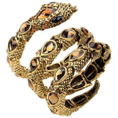 Snake Arm Cuff Bracelet - Stretch, Punk Rock Crystal Bangle