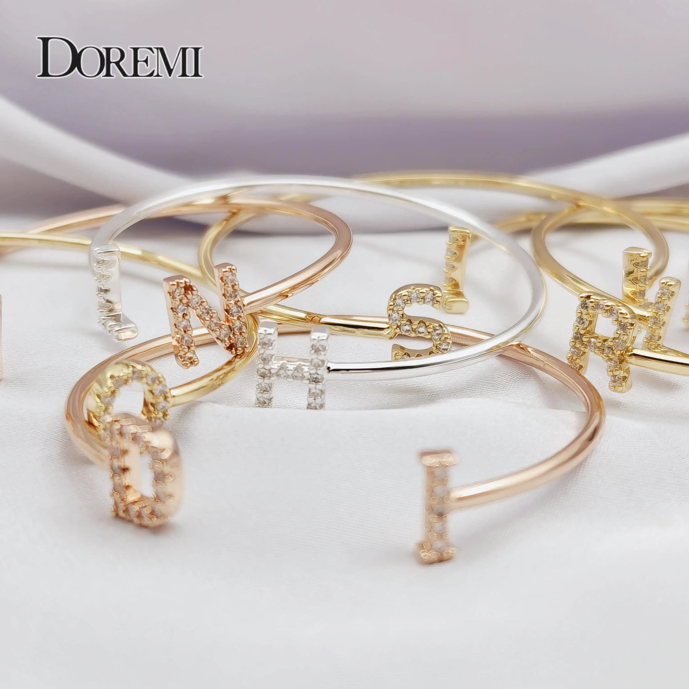 DOREMI Custom Initial Bracelet - Baby & Adult Sizes, Zirconia Pave