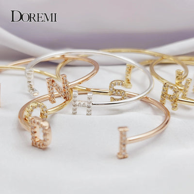 DOREMI Custom Initial Bracelet - Baby & Adult Sizes, Zirconia Pave