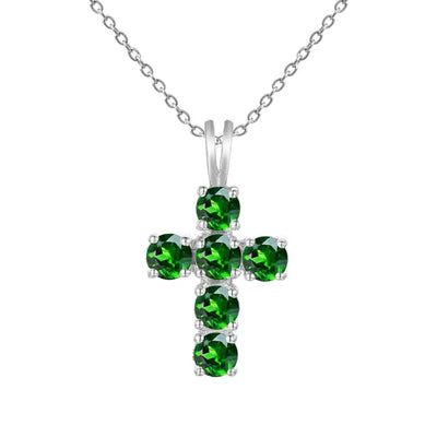 Swiss Blue Topaz Cross Pendant Necklace - 925 Sterling Silver