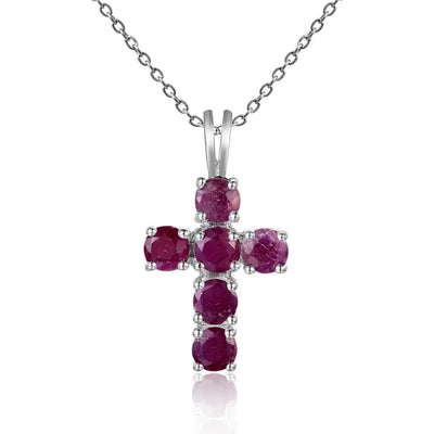 Swiss Blue Topaz Cross Pendant Necklace - 925 Sterling Silver