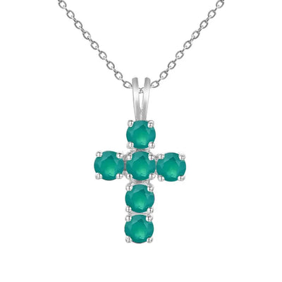 Swiss Blue Topaz Cross Pendant Necklace - 925 Sterling Silver