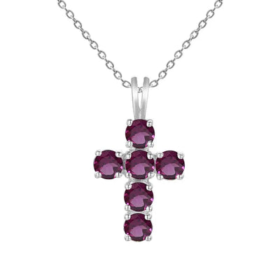 Swiss Blue Topaz Cross Pendant Necklace - 925 Sterling Silver