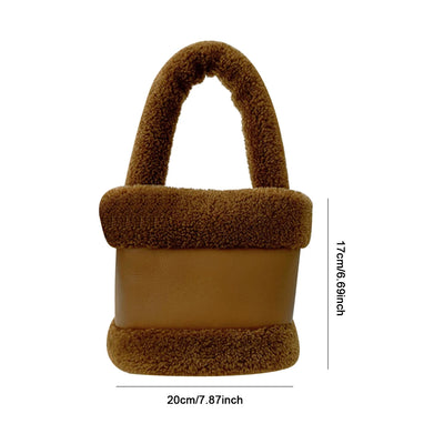 Plush Bucket Bag - Faux Lamb Wool