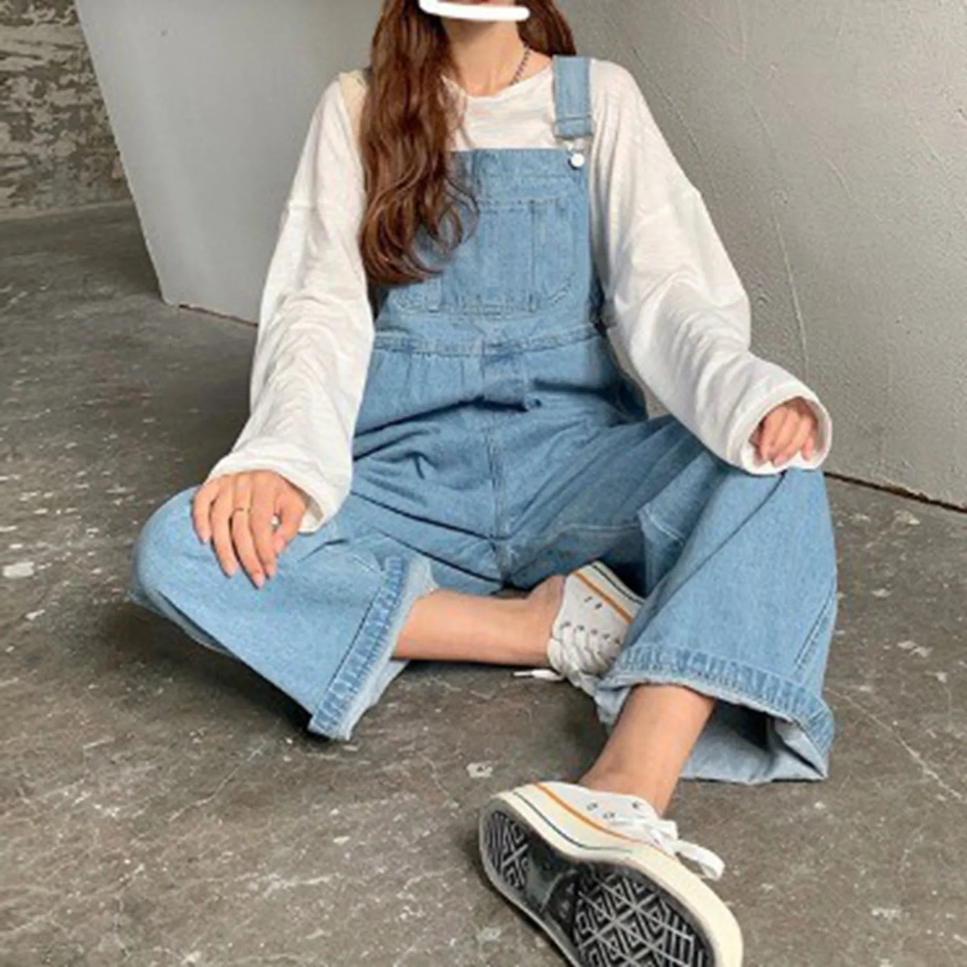 Y2K Denim Wide Leg Jumpsuit - Straps, Streetwear