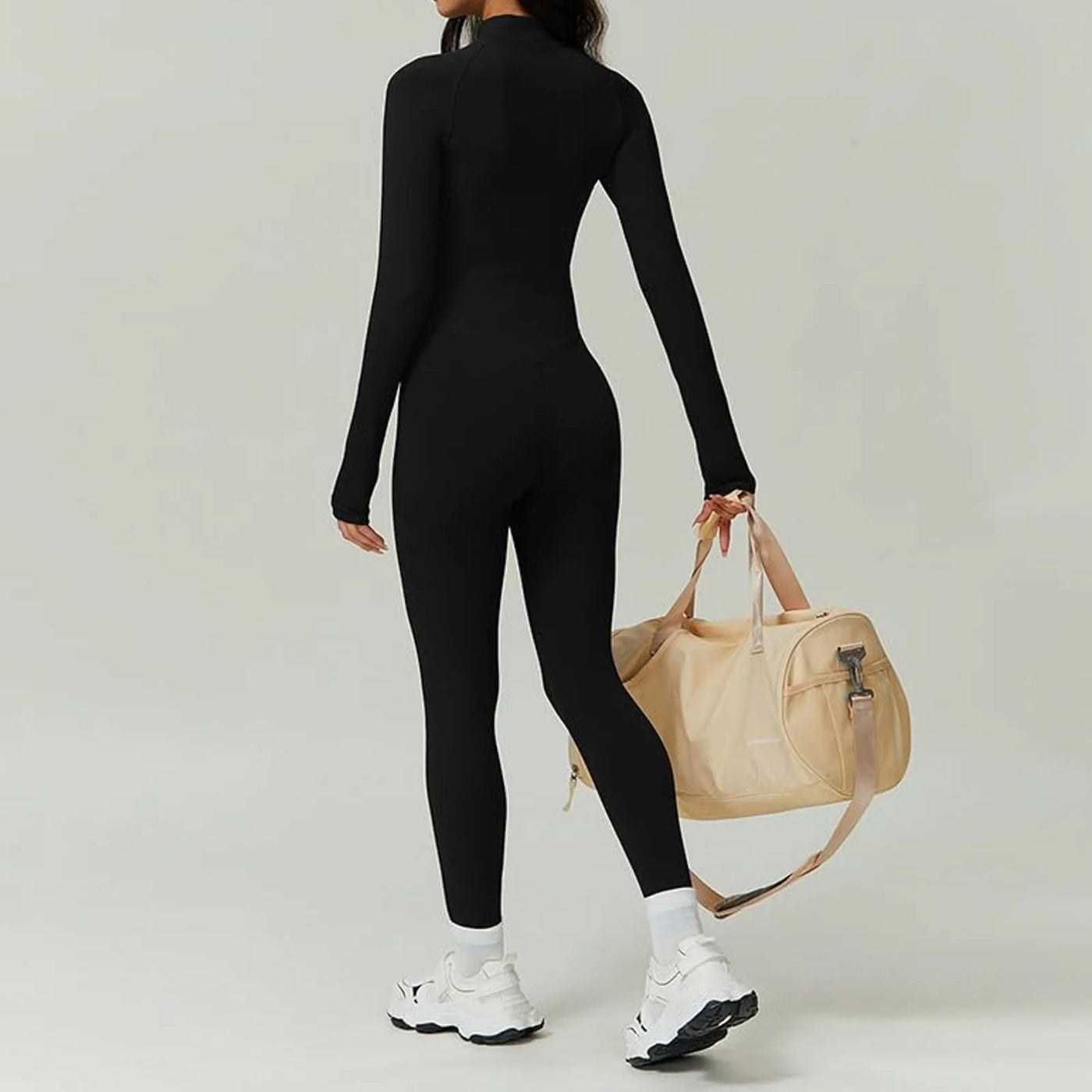 Fleece-Lined Long Sleeve Bodysuit - Yoga, Fitness