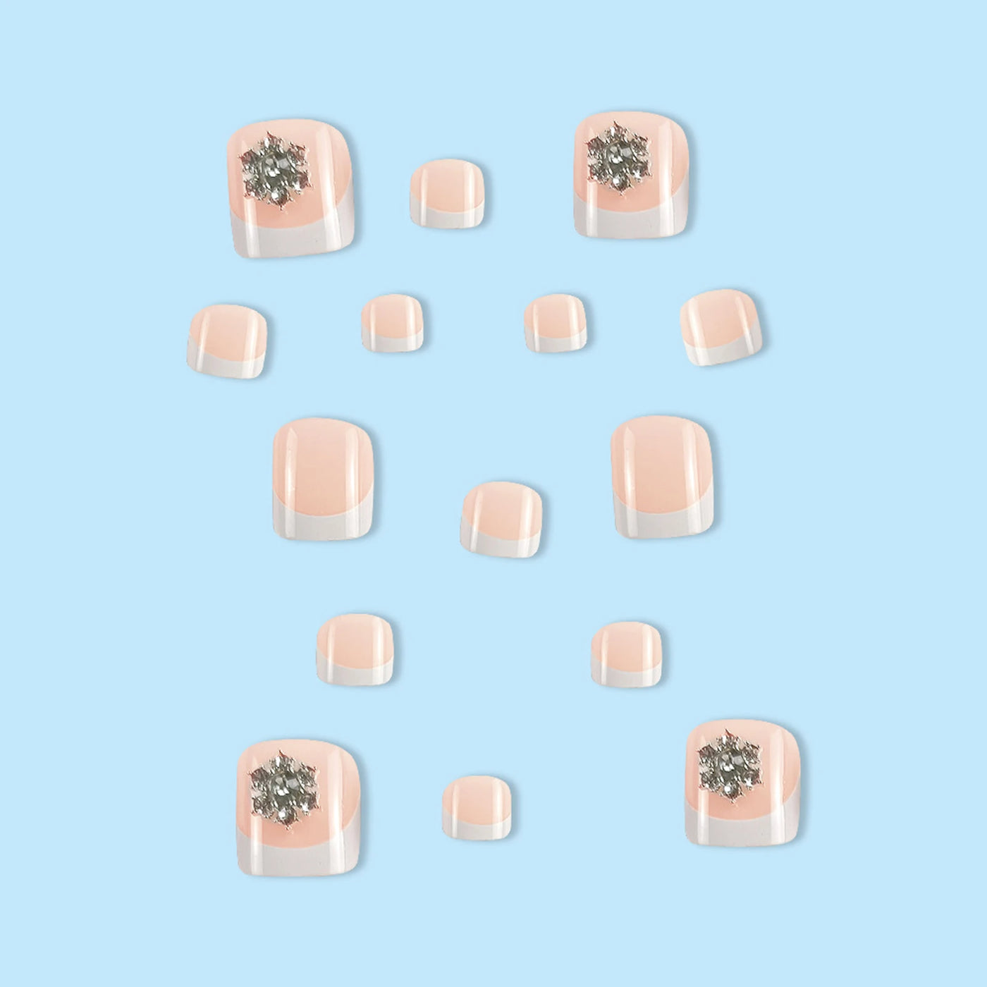 24pcs French White Tip Press-On Toenails - Moderate Thickness