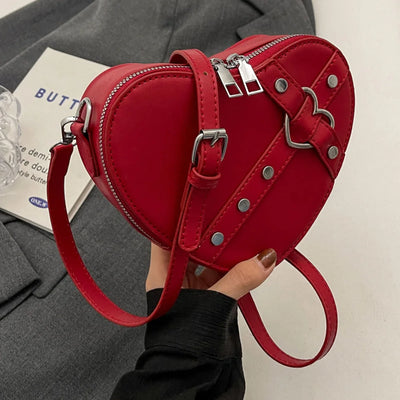 Heart Crossbody Bag - PU Leather Shoulder Messenger Purse, Y2K Style