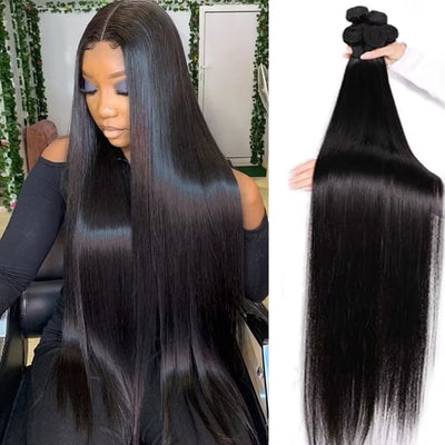 Brazilian Straight Hair Bundles - Natural Color Remy Human Hair Extensions