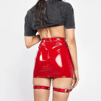 Faux Leather Mini Skirt - Bodycon, Clubwear