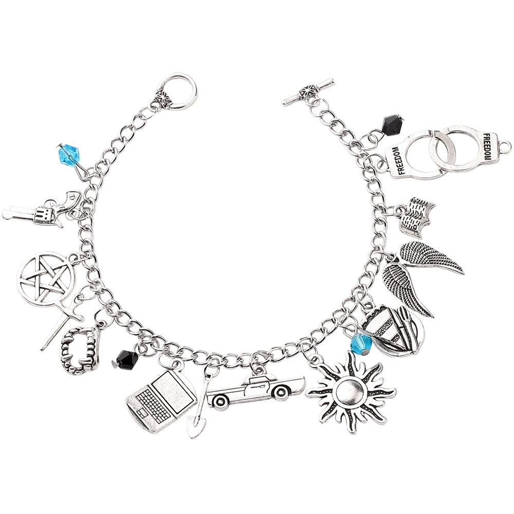 Supernatural Inspired Charm Bracelets - Dean Winchester, Gothic, Chain