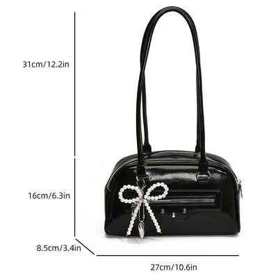 PU Leather Underarm Tote Bag - Large Capacity, Solid Color