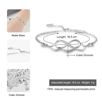 Sterling Silver Infinity Bracelet - Adjustable