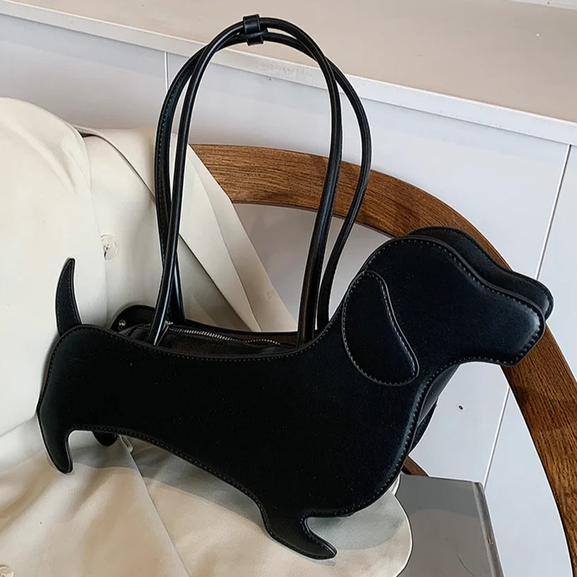 Dog Shaped PU Leather Tote Purse - Novelty, Designer