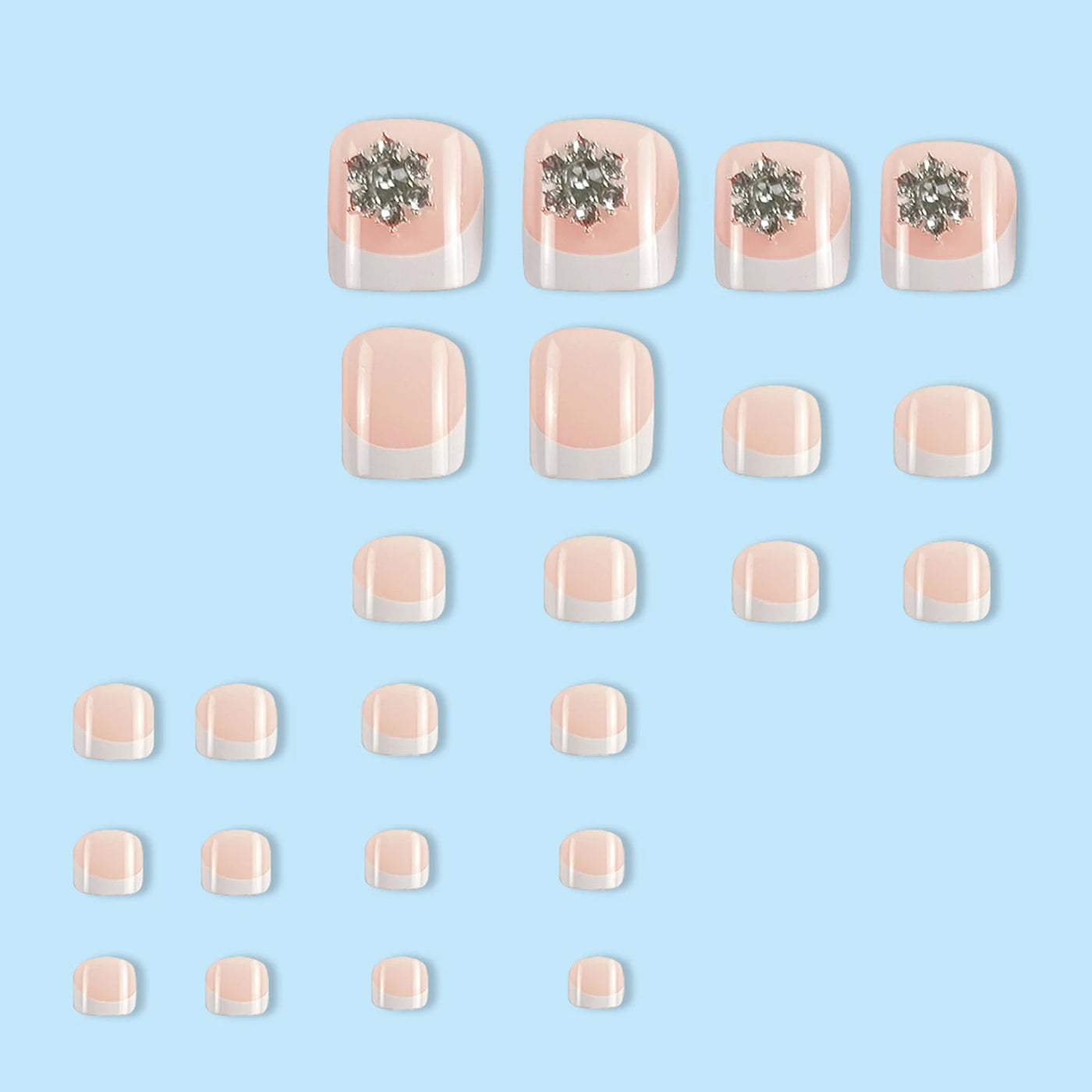 24pcs French White Tip Press-On Toenails - Moderate Thickness