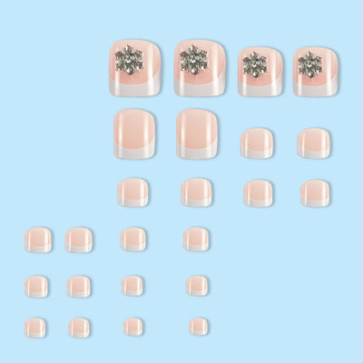 24pcs French White Tip Press-On Toenails - Moderate Thickness
