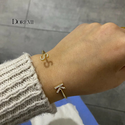 DOREMI Custom Initial Bracelet - Baby & Adult Sizes, Zirconia Pave