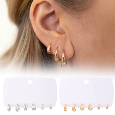 3 Pairs Hoop Earrings Set -  Lightweight