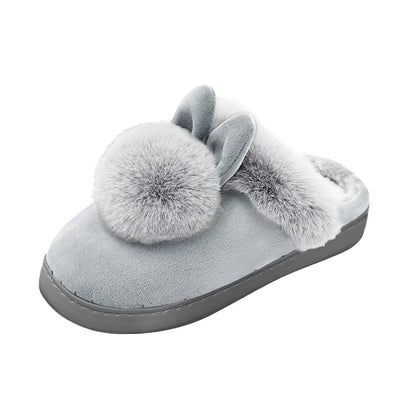 Rabbit Ear Furry Slippers - Warm, Indoor, Plush