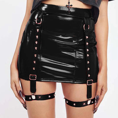 Faux Leather Mini Skirt - Bodycon, Clubwear